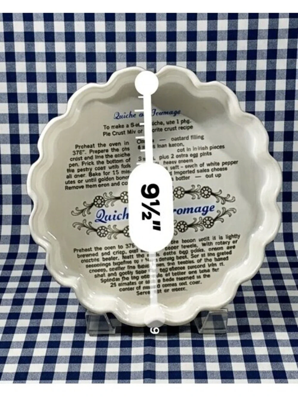 Vintage Ceramic Quiche Plate with Recipe